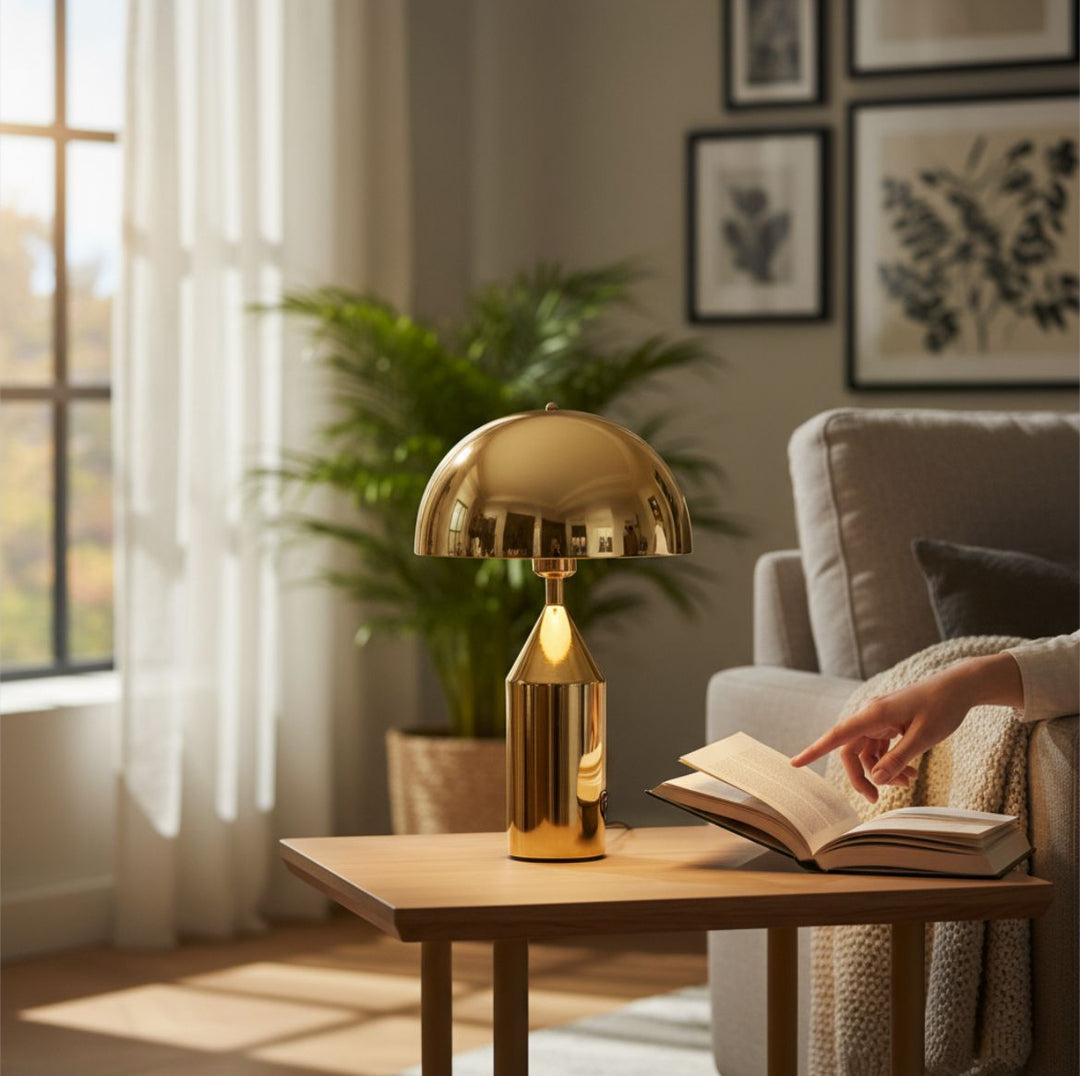 Modern Metallic Dome Table Lamp – Rose Gold