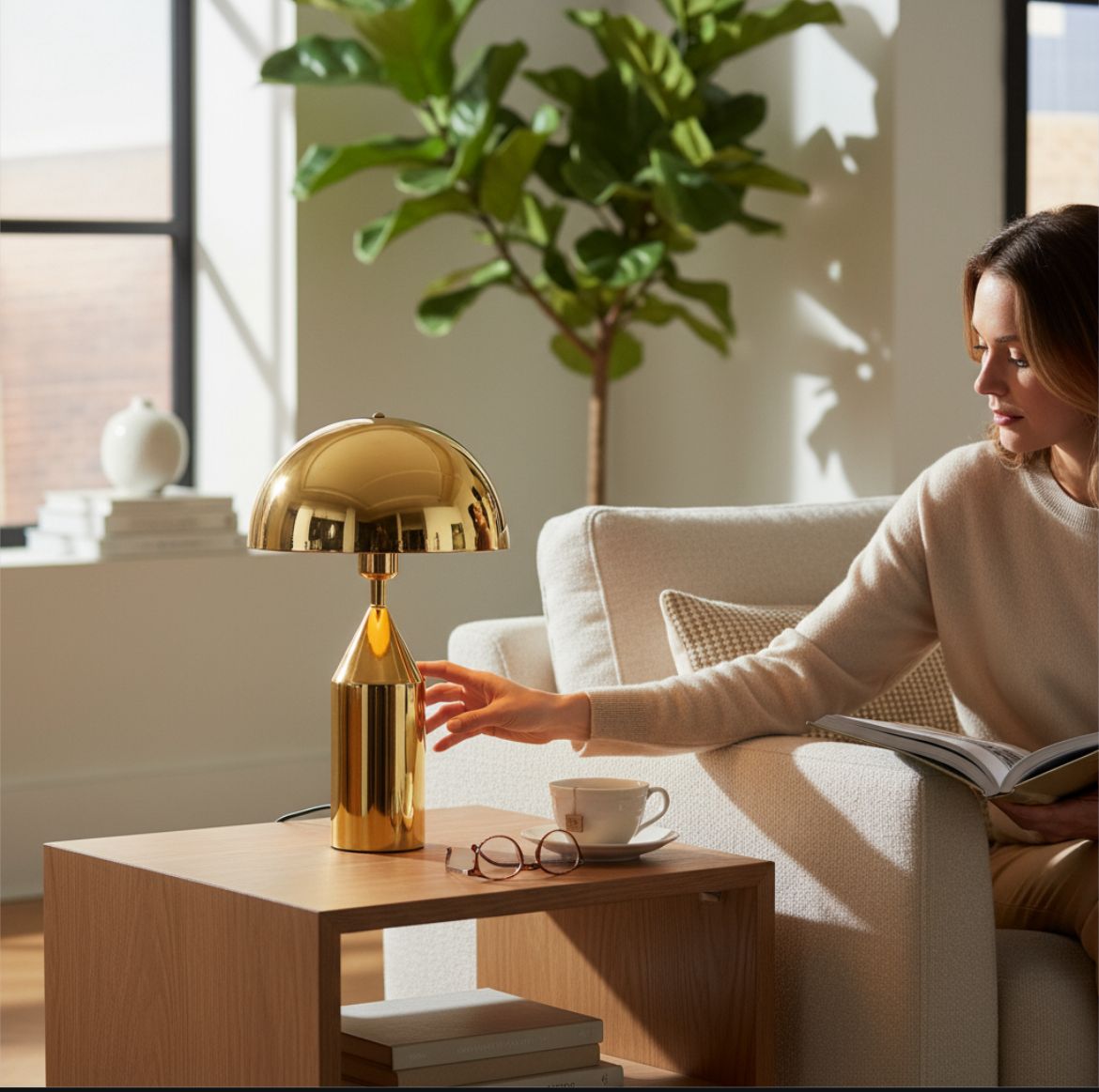 Modern Metallic Dome Table Lamp – Rose Gold