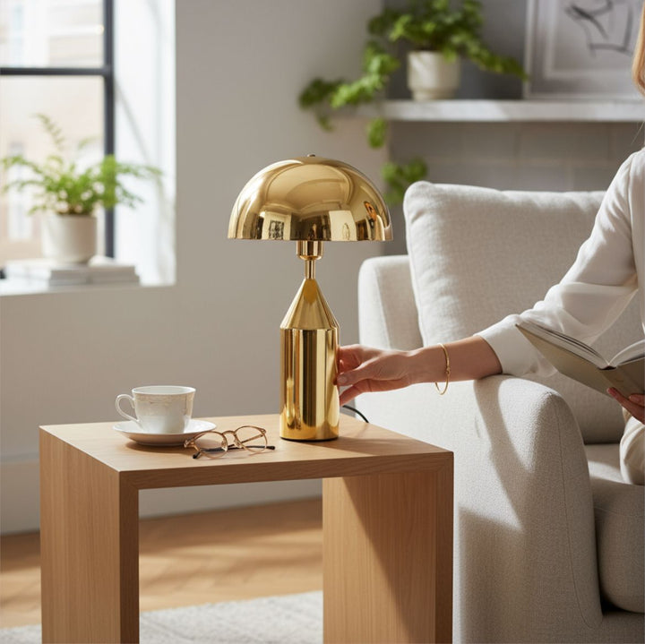 Modern Metallic Dome Table Lamp – Rose Gold