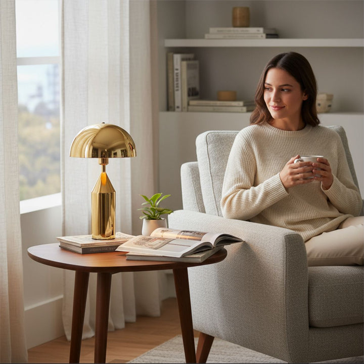 Modern Metallic Dome Table Lamp – Rose Gold