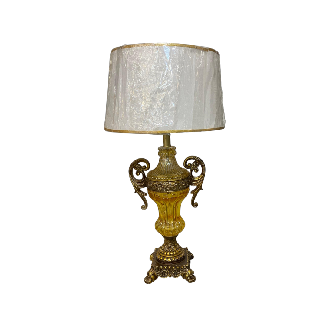 Vintage Crystal & Brass Side Table Lamp