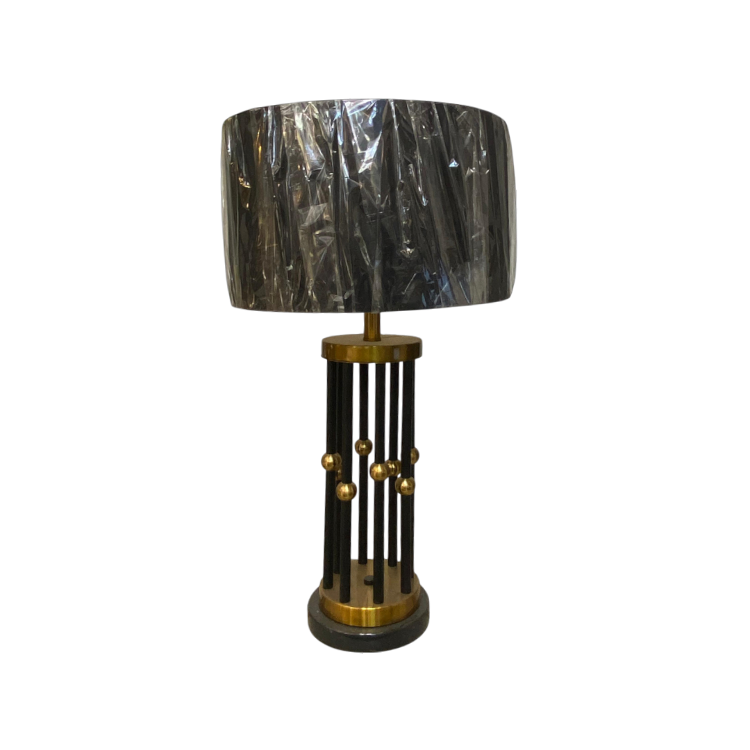 Vintage Brass Side Table Lamp with Black Base