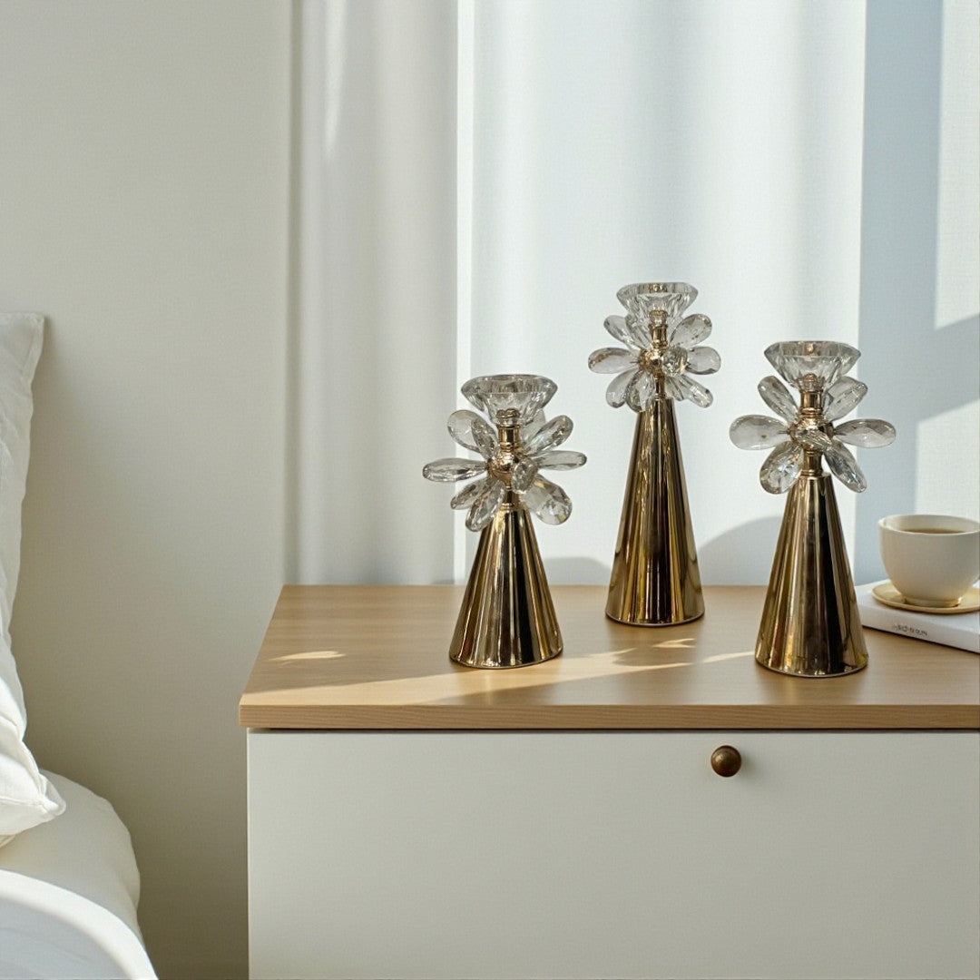 Aurora Crystal Bloom Candle Holders