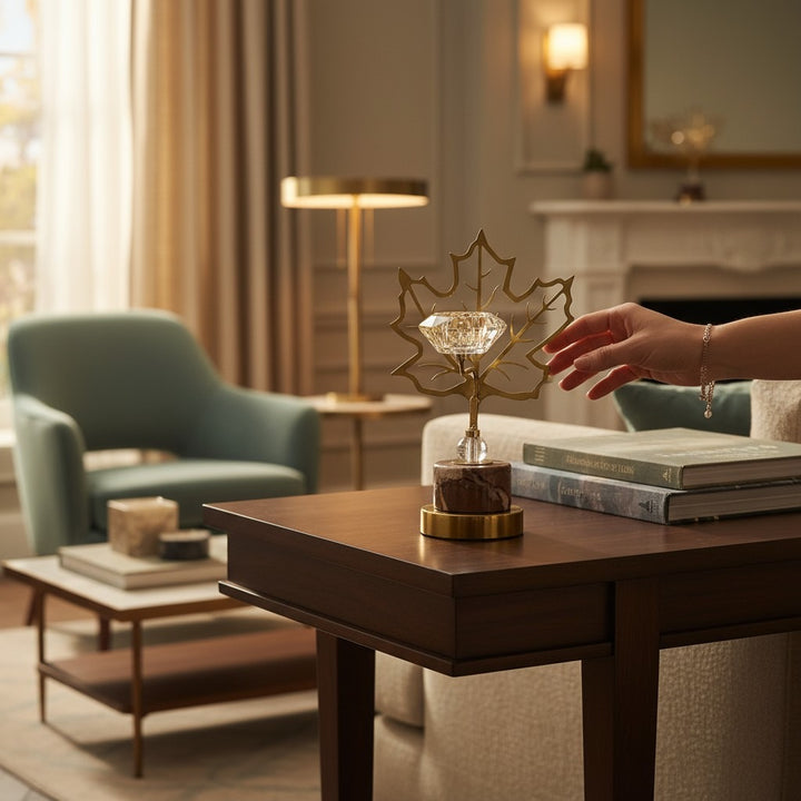 Elysia Brass Crystal Lotus Candle Holder