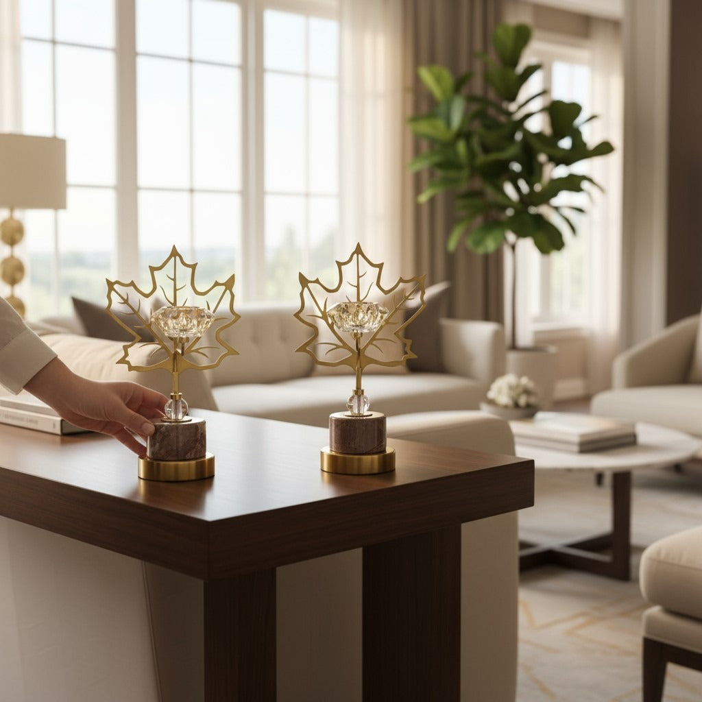 Elysia Brass Crystal Lotus Candle Holder