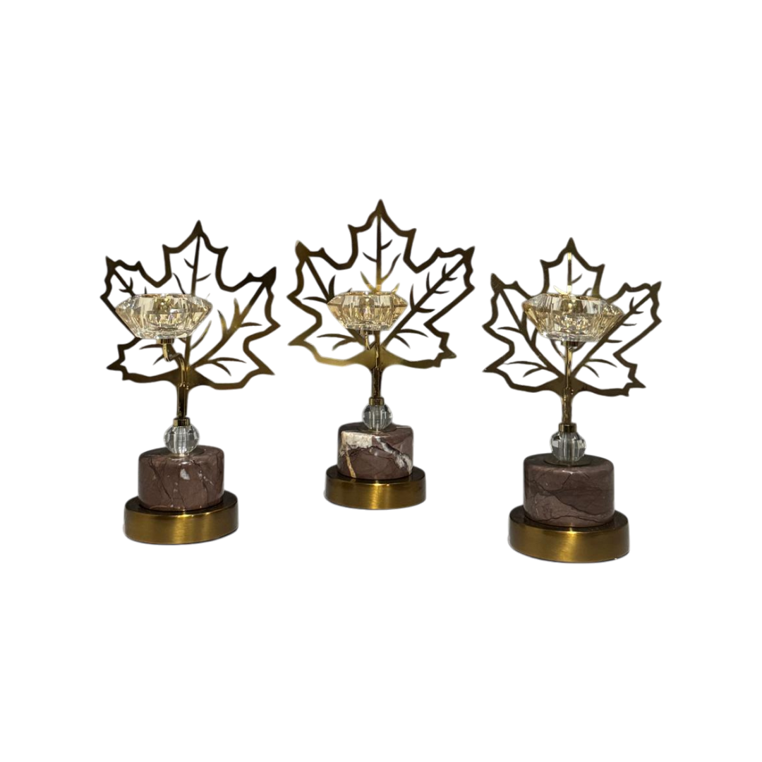 Elysia Brass Crystal Lotus Candle Holder