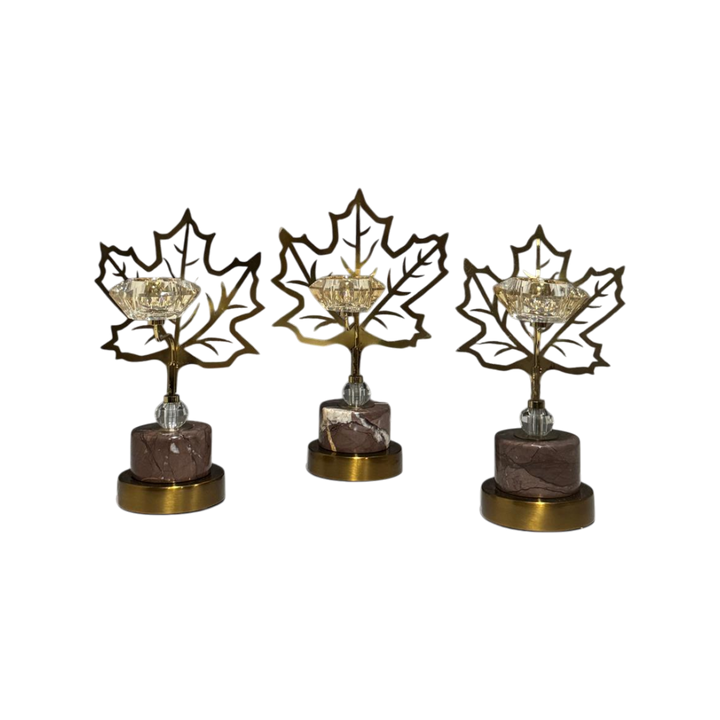 Elysia Brass Crystal Lotus Candle Holder