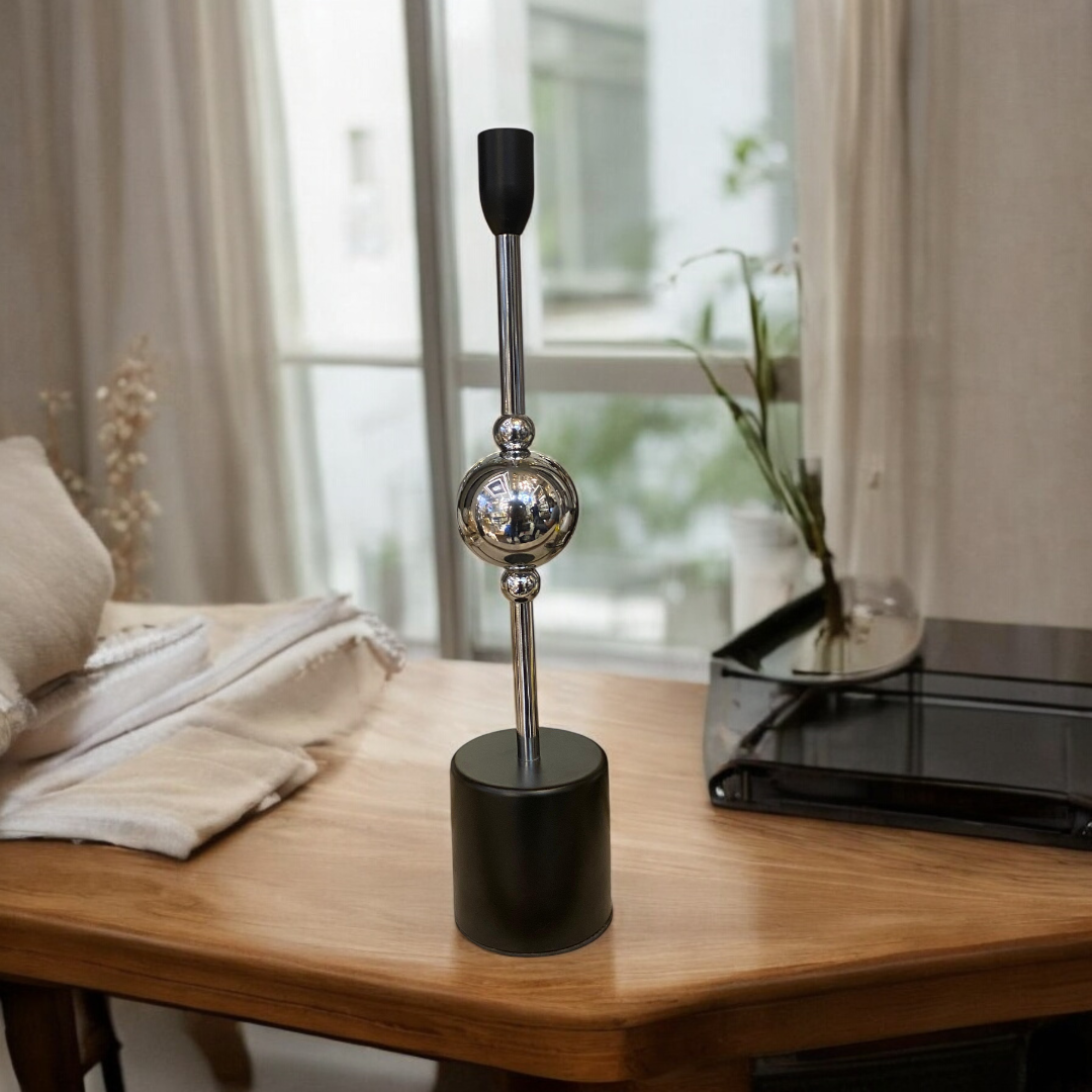 Modern Chrome Sphere Candle Stand