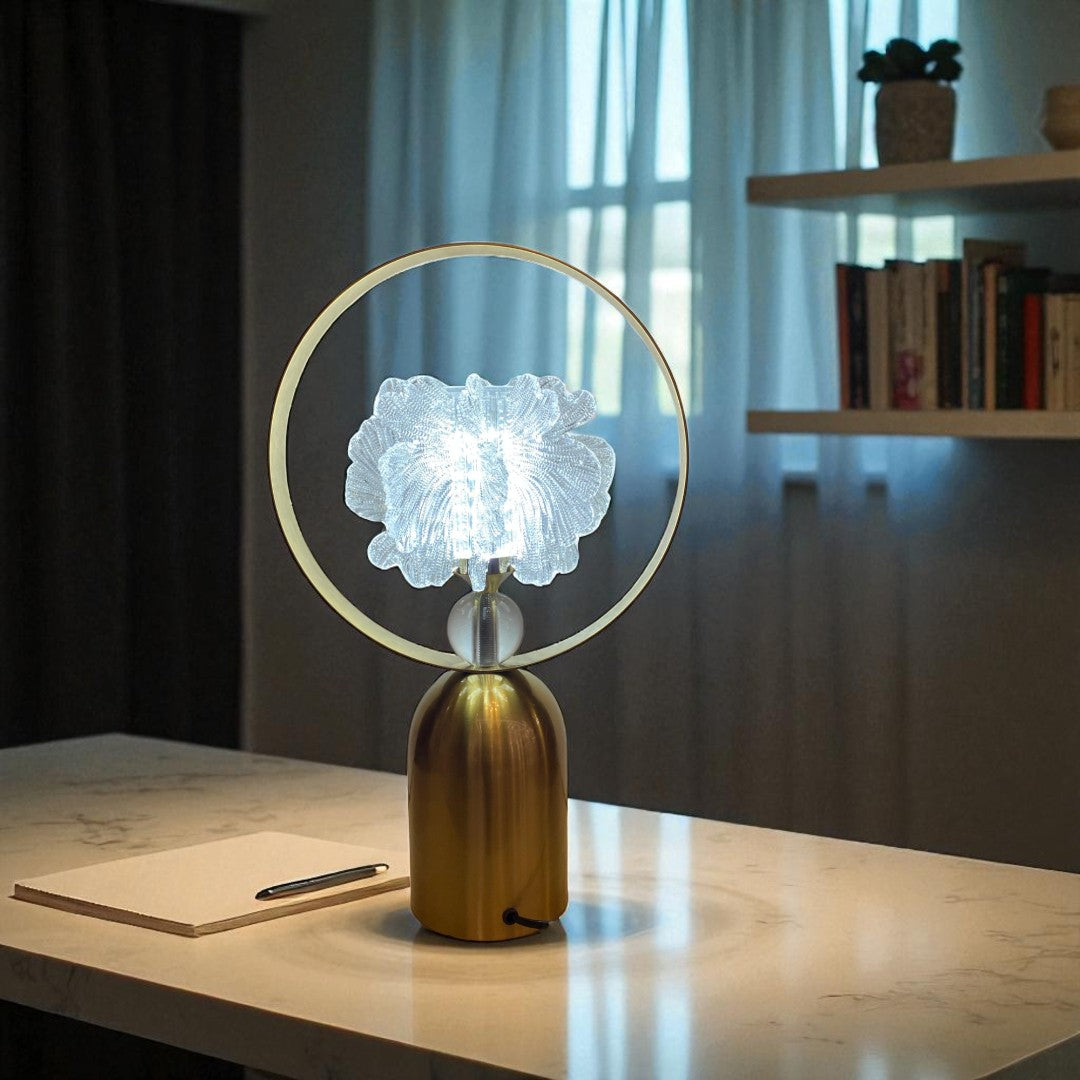 Luminous Serenity – LED Brass Side Table Lamp