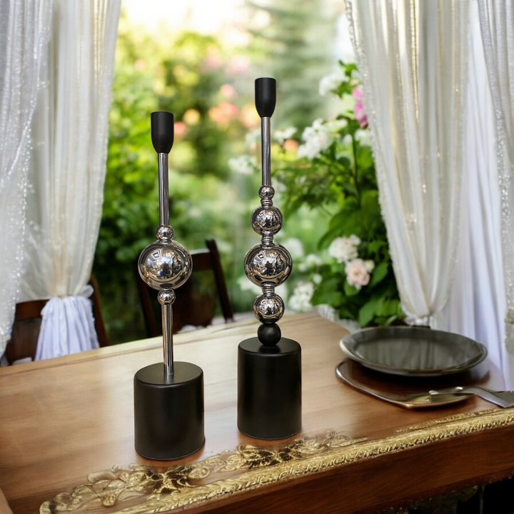 Modern Chrome Sphere Candle Stand