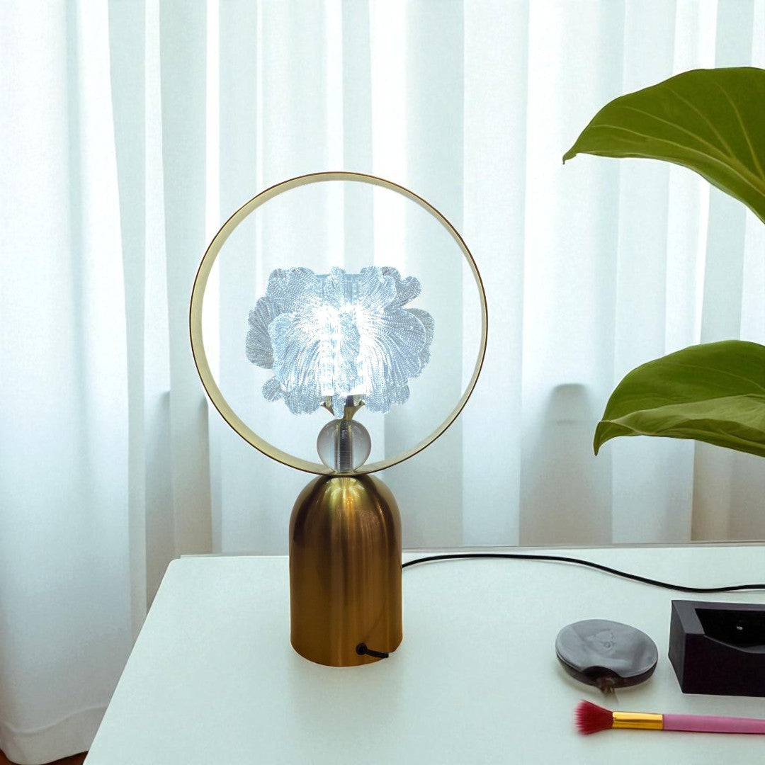 Luminous Serenity – LED Brass Side Table Lamp