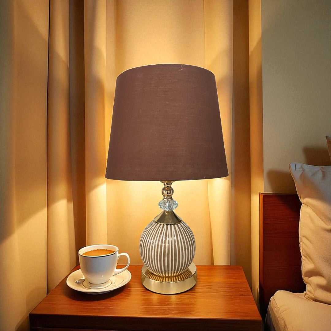 Striped Gold Ceramic Table Lamp