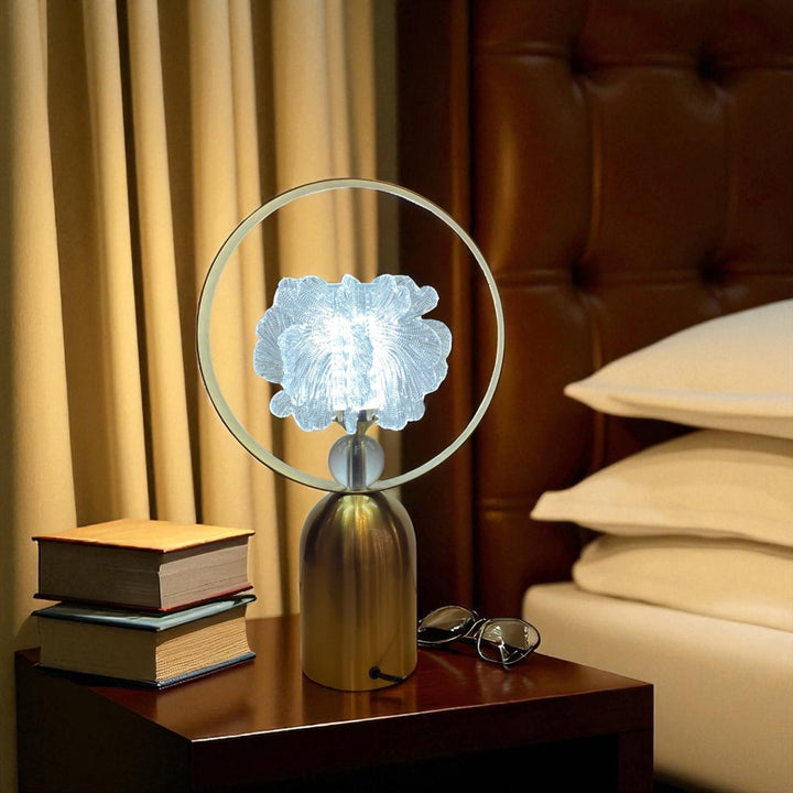 Luminous Serenity – LED Brass Side Table Lamp