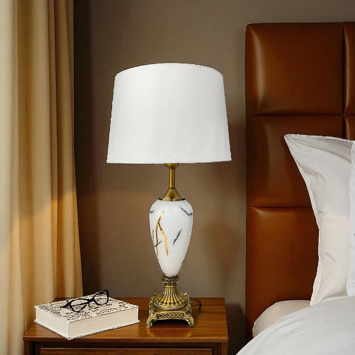 Modern Marble-Effect Ceramic Table Lamp