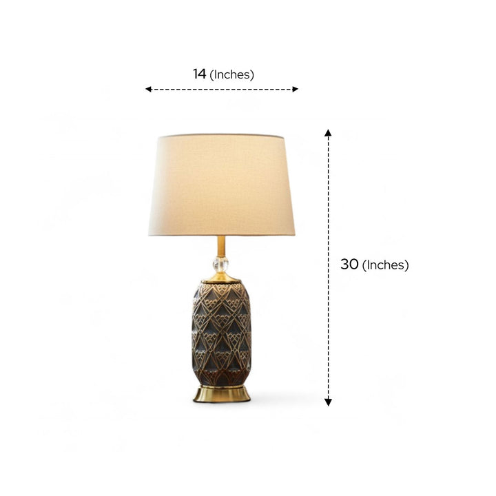Engraved Ceramic Side Table Lamp