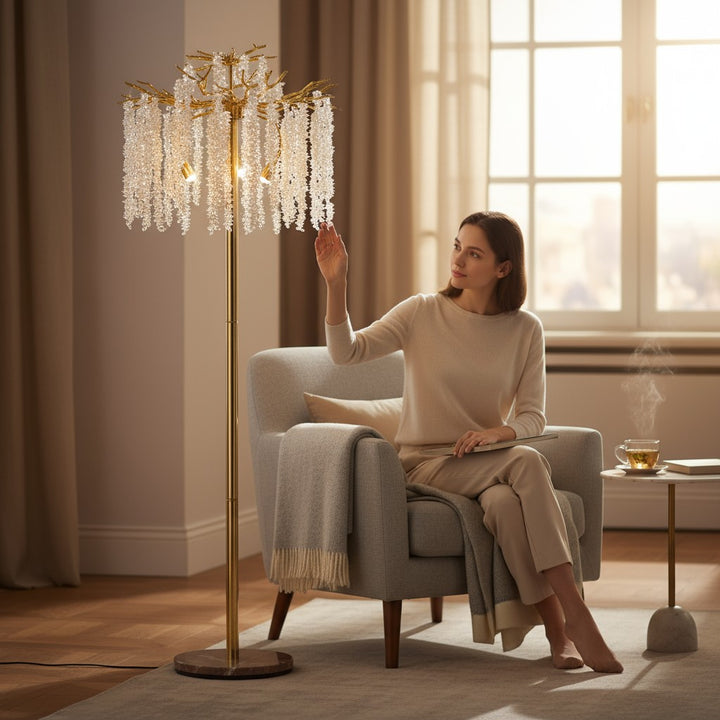 Aurum Éclat Modern Heavy Crystals Floor Lamp