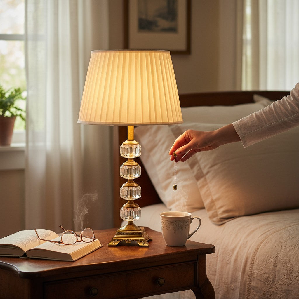 Dara Polished Brass Crystal Desk Lamp