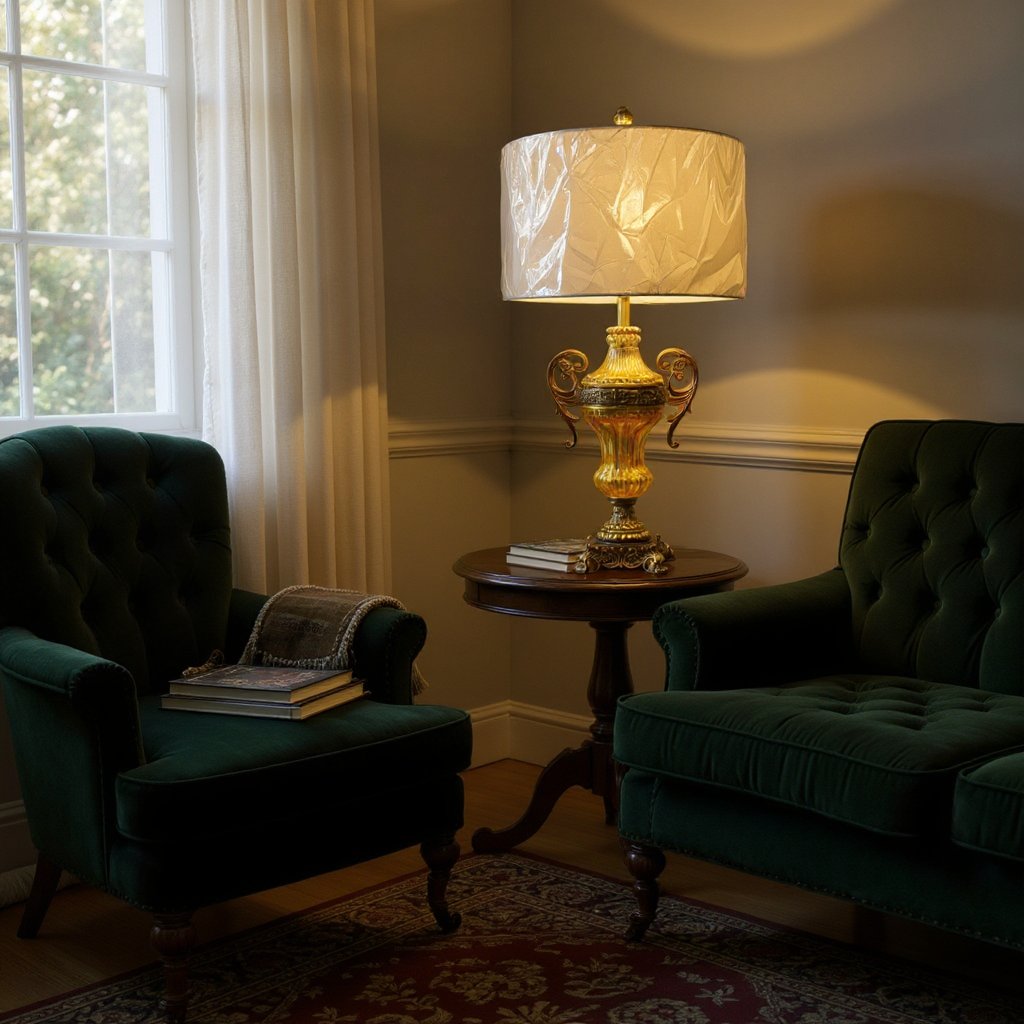 Vintage Crystal & Brass Side Table Lamp