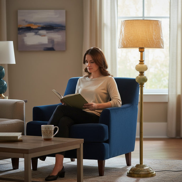 Classic Golden Aura Onyx Floor Lamp