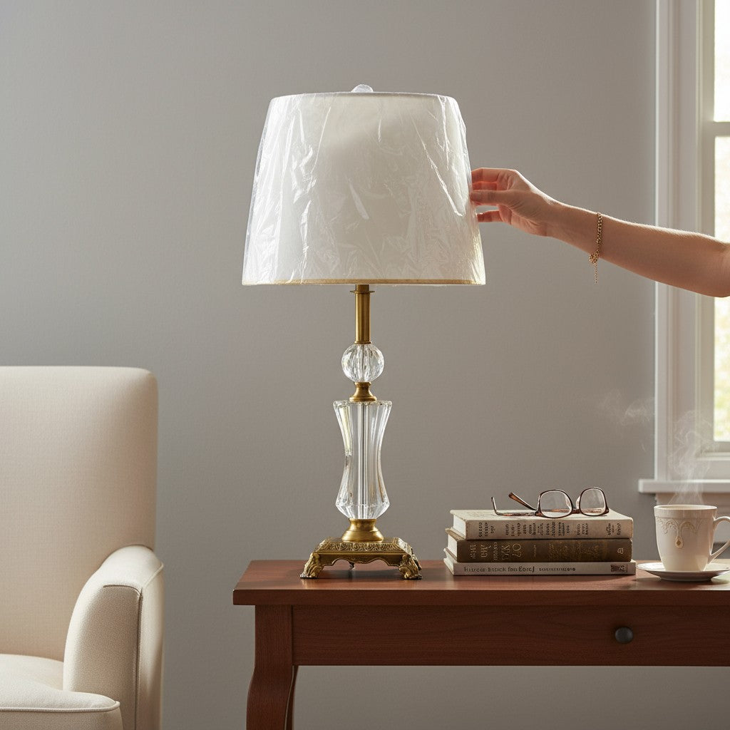 Vintage Brass Crystal Side Table Lamp