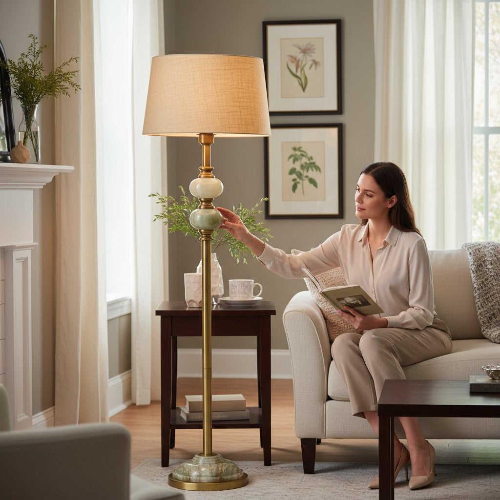 Classic Golden Aura Onyx Floor Lamp