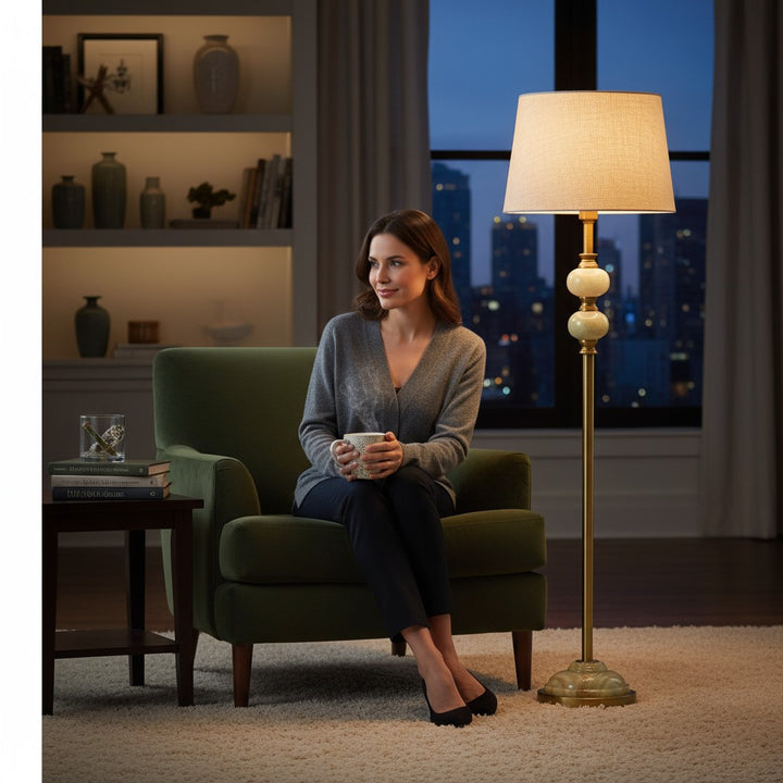 Classic Golden Aura Onyx Floor Lamp