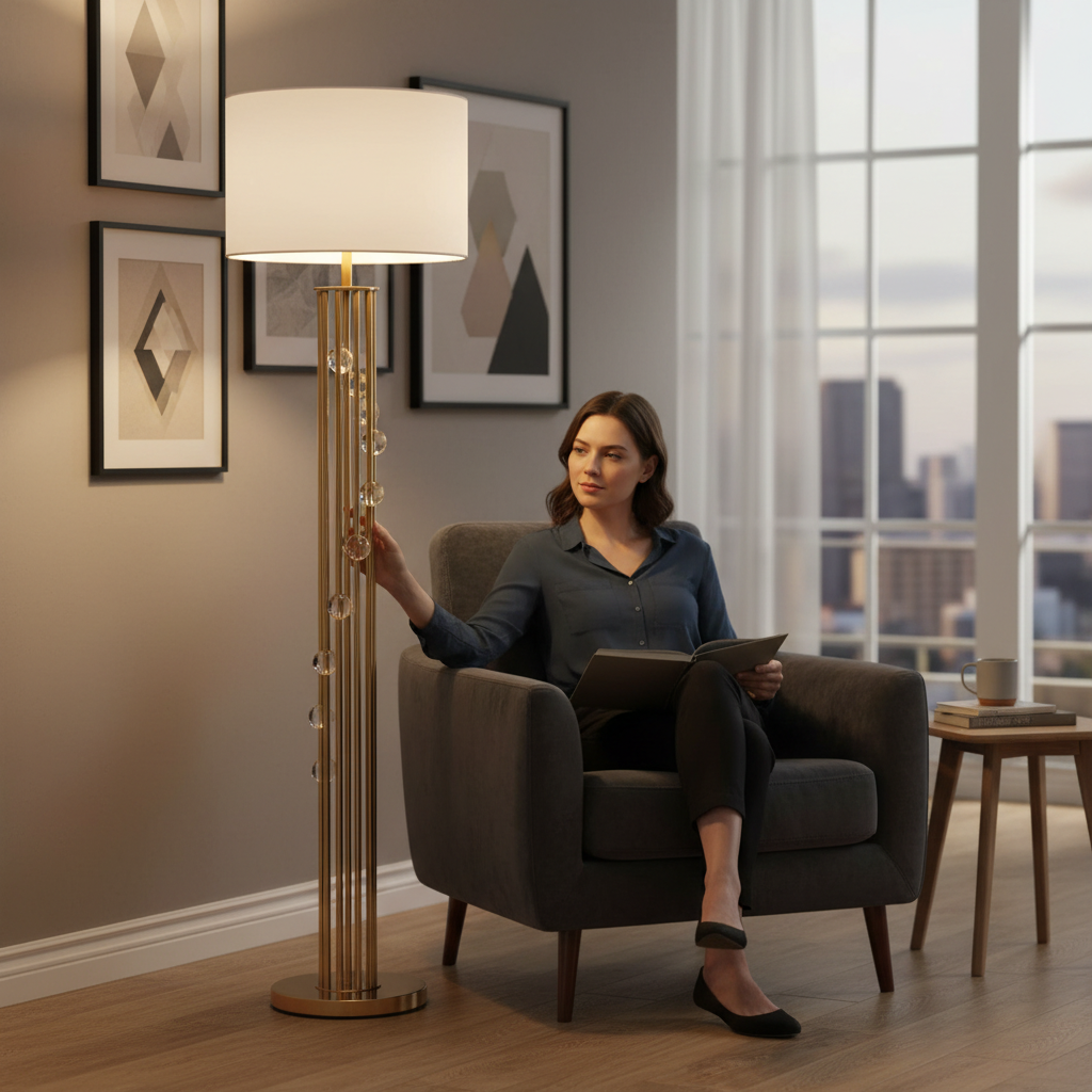 Aurielle Luxe Metallic Brass Floor Lamp