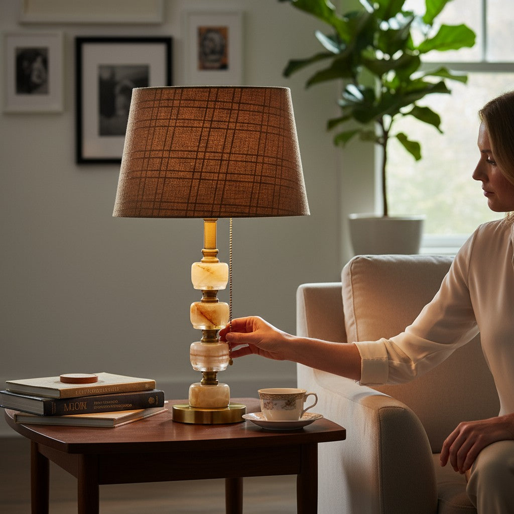 Tallis Vintage Brass Side Lamp