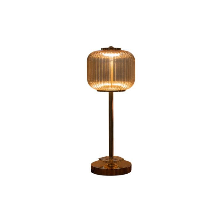Aurora Luxe Brass LED Table Lamp with Artistic Glass Top