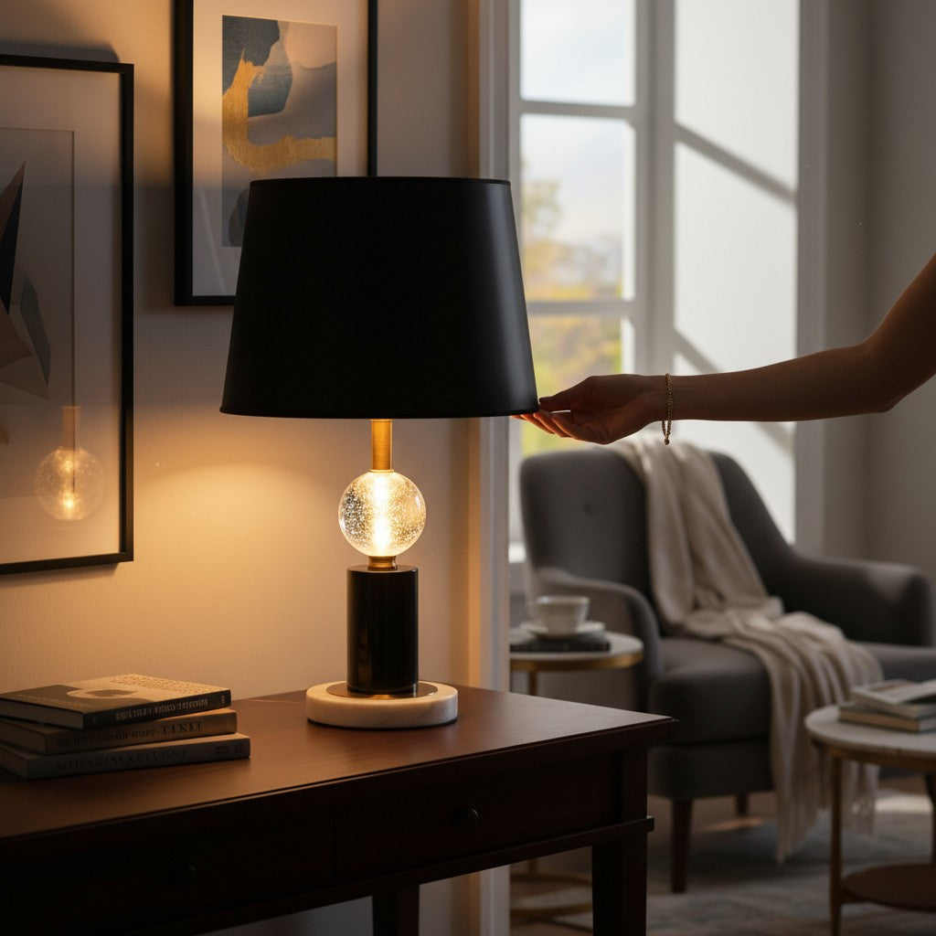 Rhea Luxe Brass And Crystal Side Table Lamp