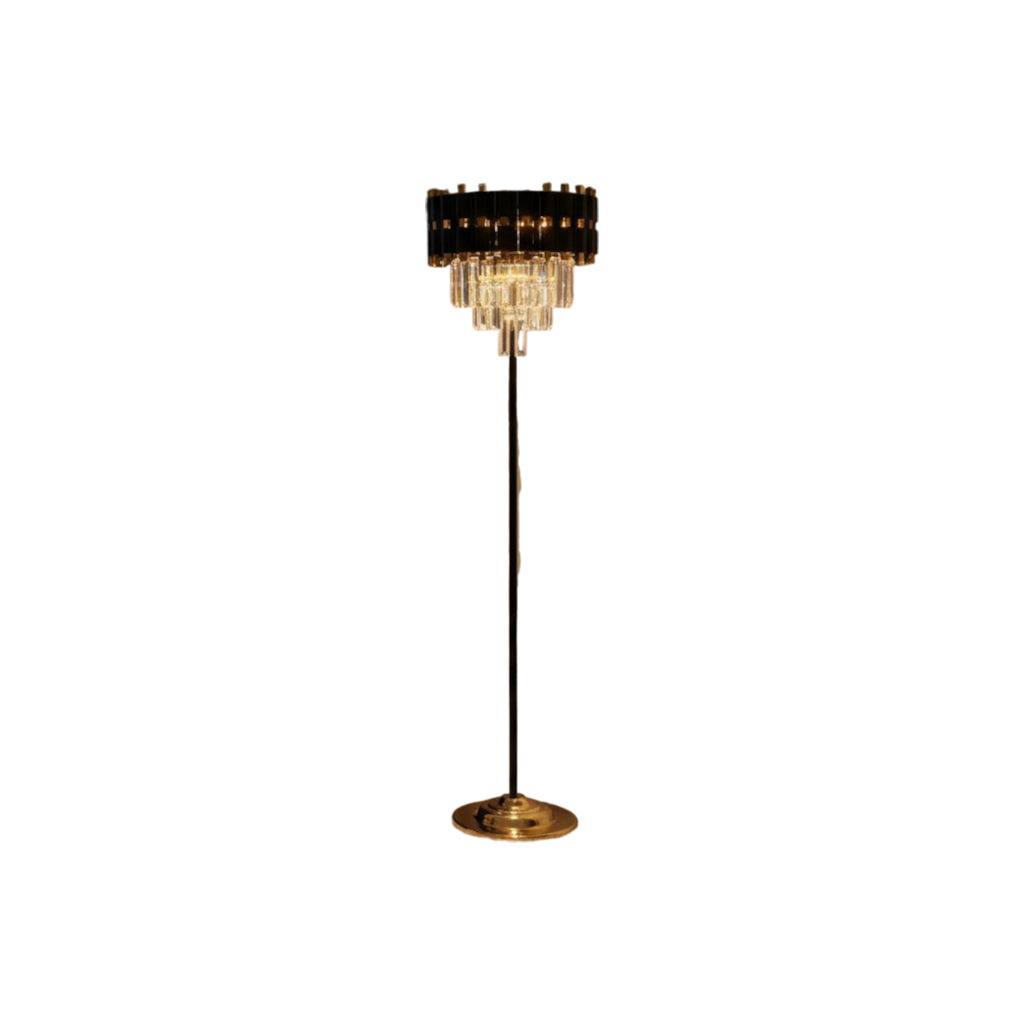 Noir Éclat Modern Crystal Black Floor Lamp