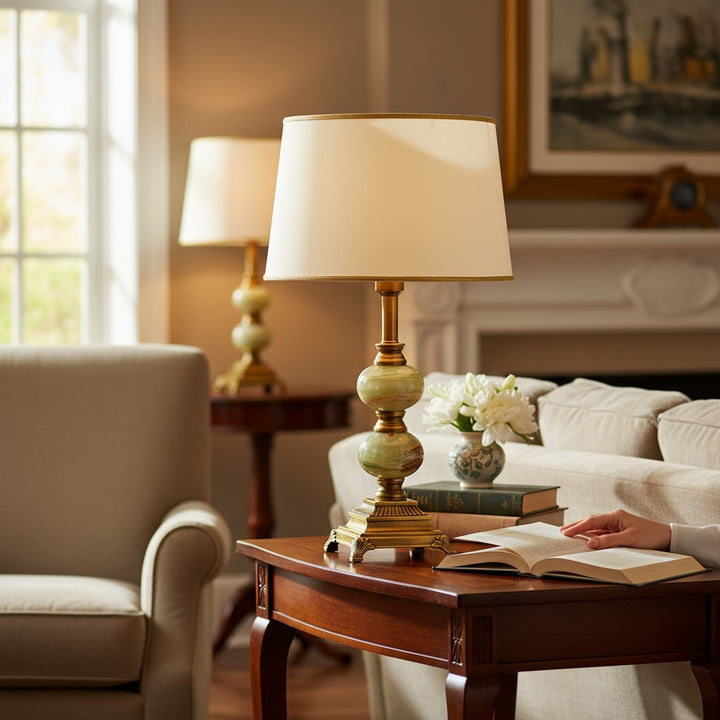 Brass Luxe Onyx Side Table Lamp