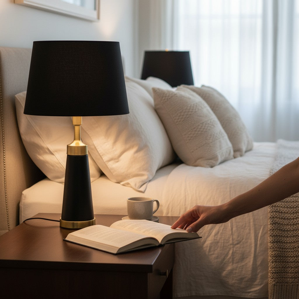 Cylindrical Metal Side Table Lamp