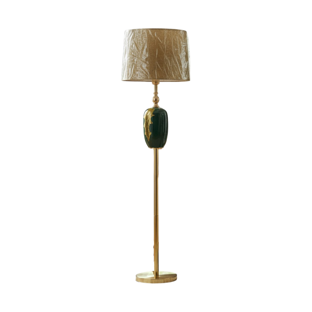 Royale Modern Versace-Inspired Green n Gold Floor Lamp