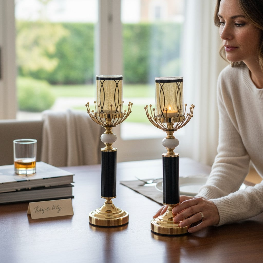 Imperial Brass & Crystal Candle Stand