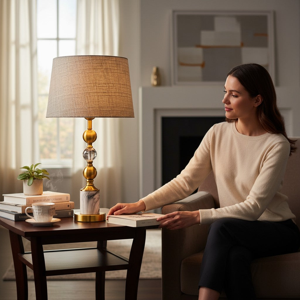 Lyra Sculpted Brass Table Lamp