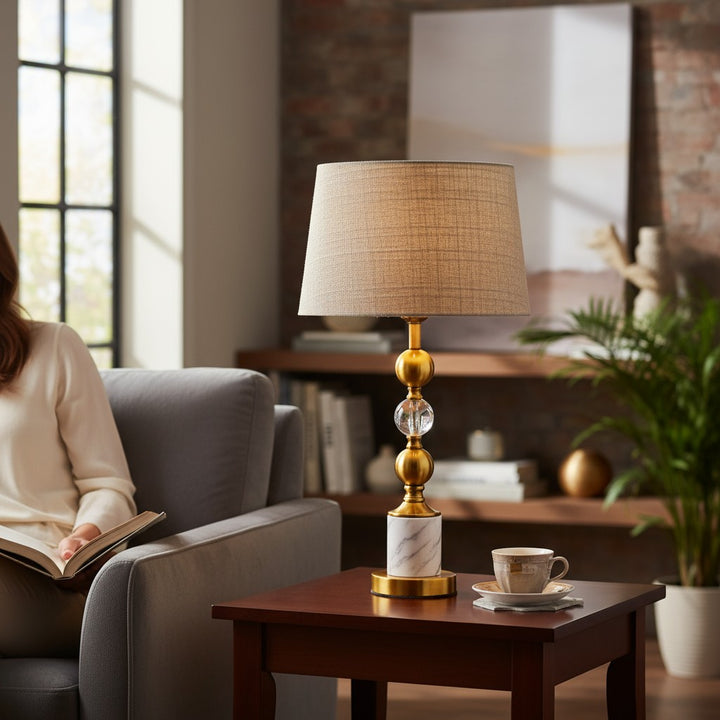 Lyra Sculpted Brass Table Lamp