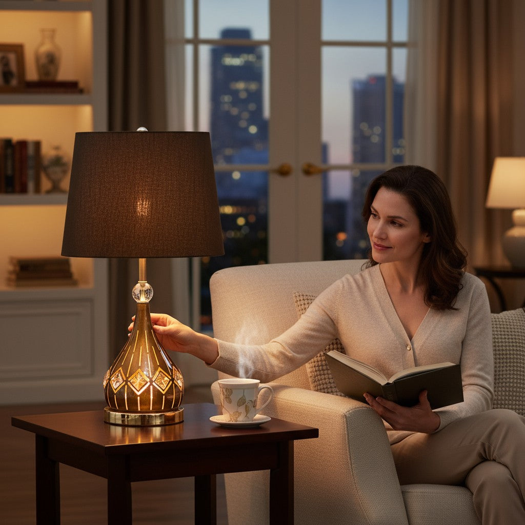 Regent Dual-Post Brass LED Desk Lamp