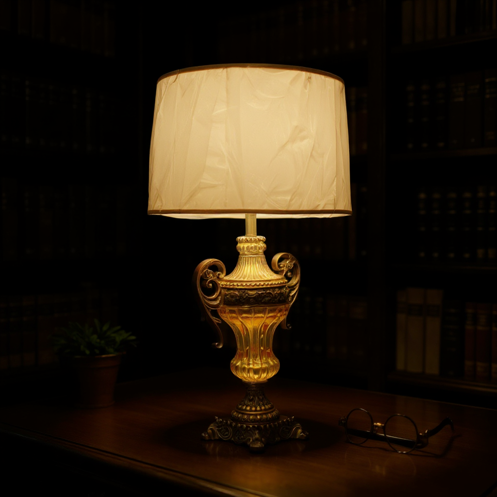 Vintage Crystal & Brass Side Table Lamp