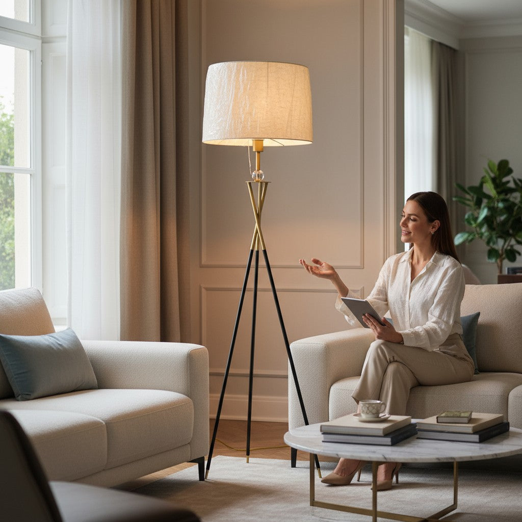 Lumis Arte Metallic Tripod Floor Lamp