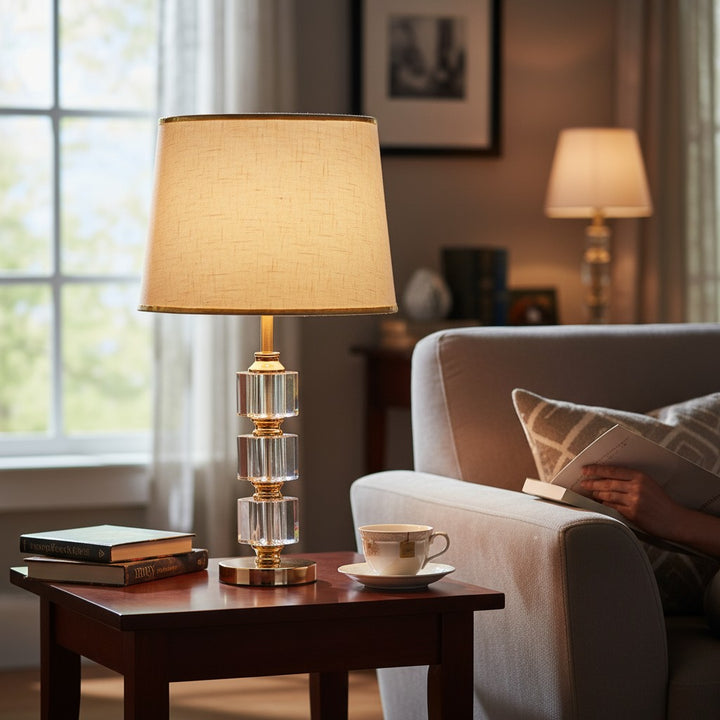 Tressa Sculptural Brass Crystal Table Lamp