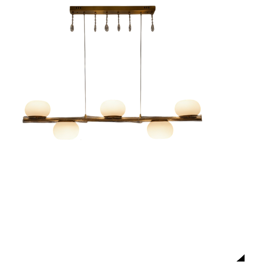 Aurora Linear Suspension Chandelier – Opal Glass Globe