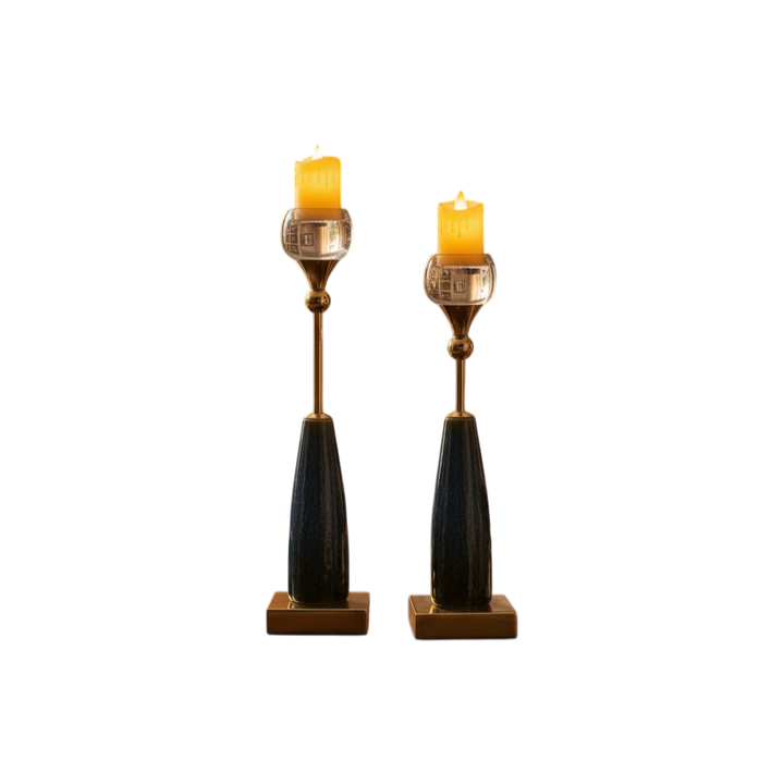 Crystal Crest Vintage Marble and Metal  Candle Stand