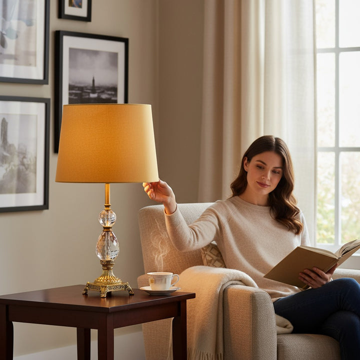 Theon Brass Column Table Lamp