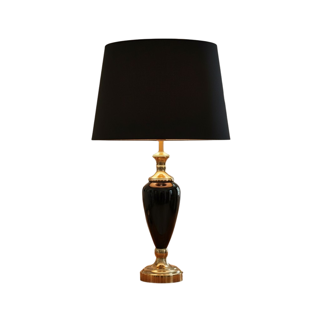 Elegant Glossy Black Ceramic Table Lamp