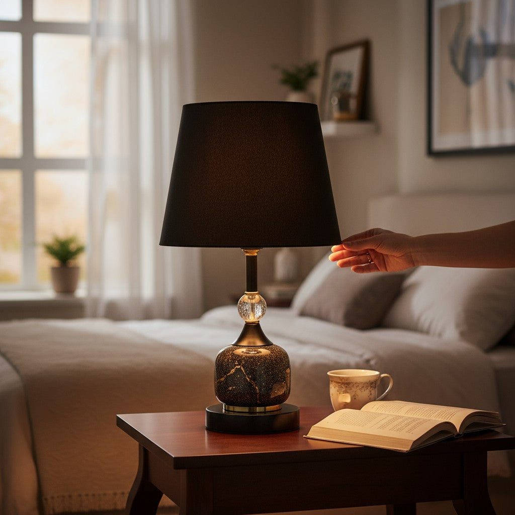 Modern Marble-Effect Table Lamp