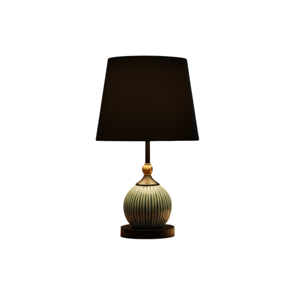 Striped Teal Ceramic Table Lamp
