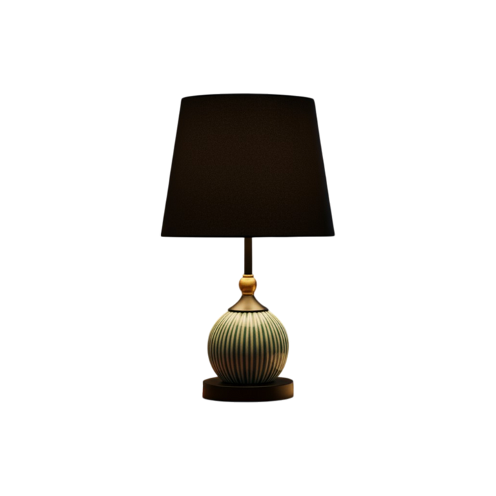Striped Teal Ceramic Table Lamp