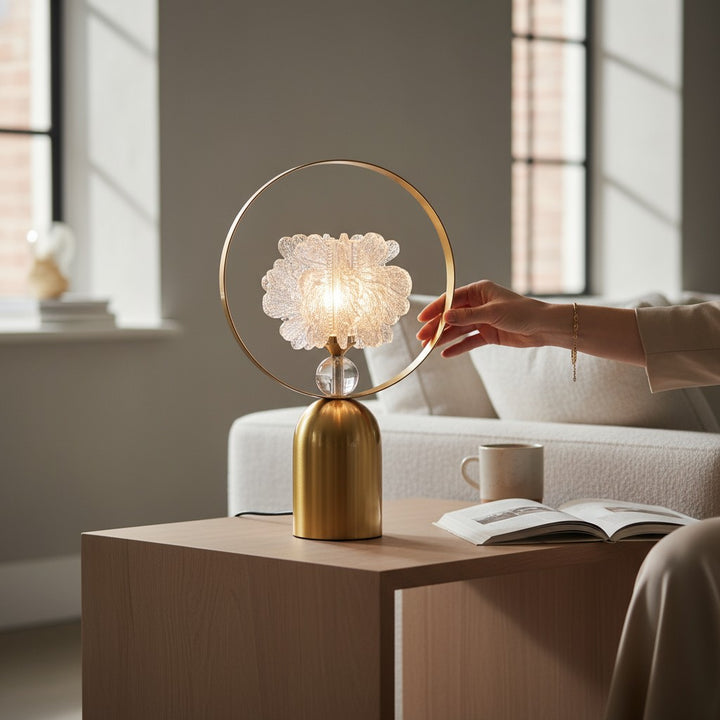 Luminous Serenity – LED Brass Side Table Lamp