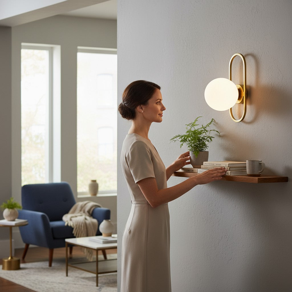 Luna Glow Brass With White Ball Wall Light